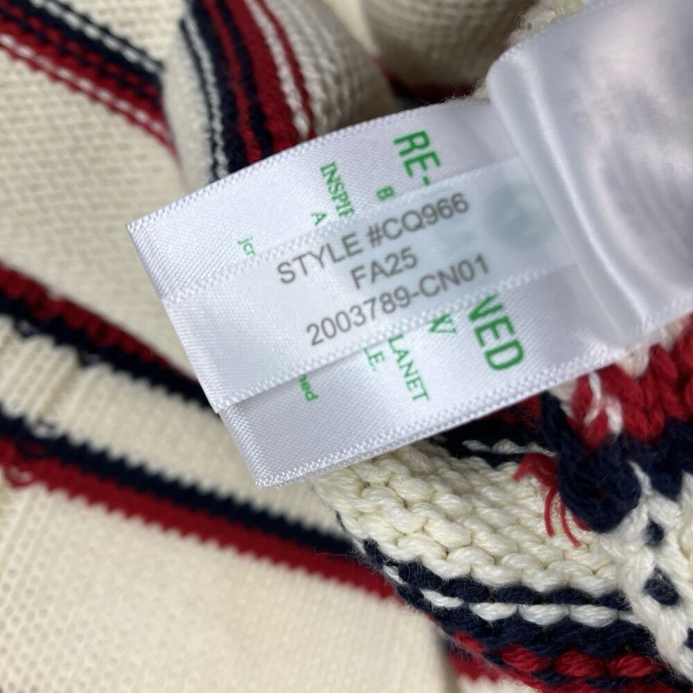 J Crew 2025 Rollneck Sweater Cream Red Striped 100% Cotton Americana Womens M - Picture 13 of 15